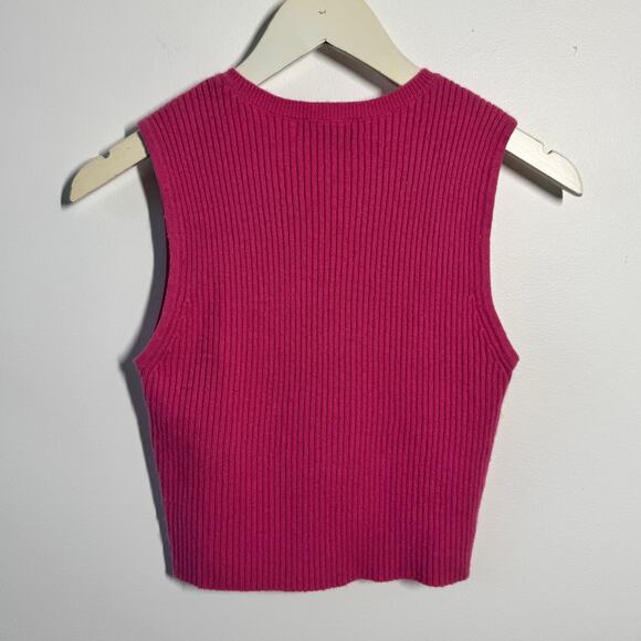 Olivacious Top Women M Pink Ribbed Knit Crop Tank Sweater Bratz Y2K Preppy - Picture 2 of 4